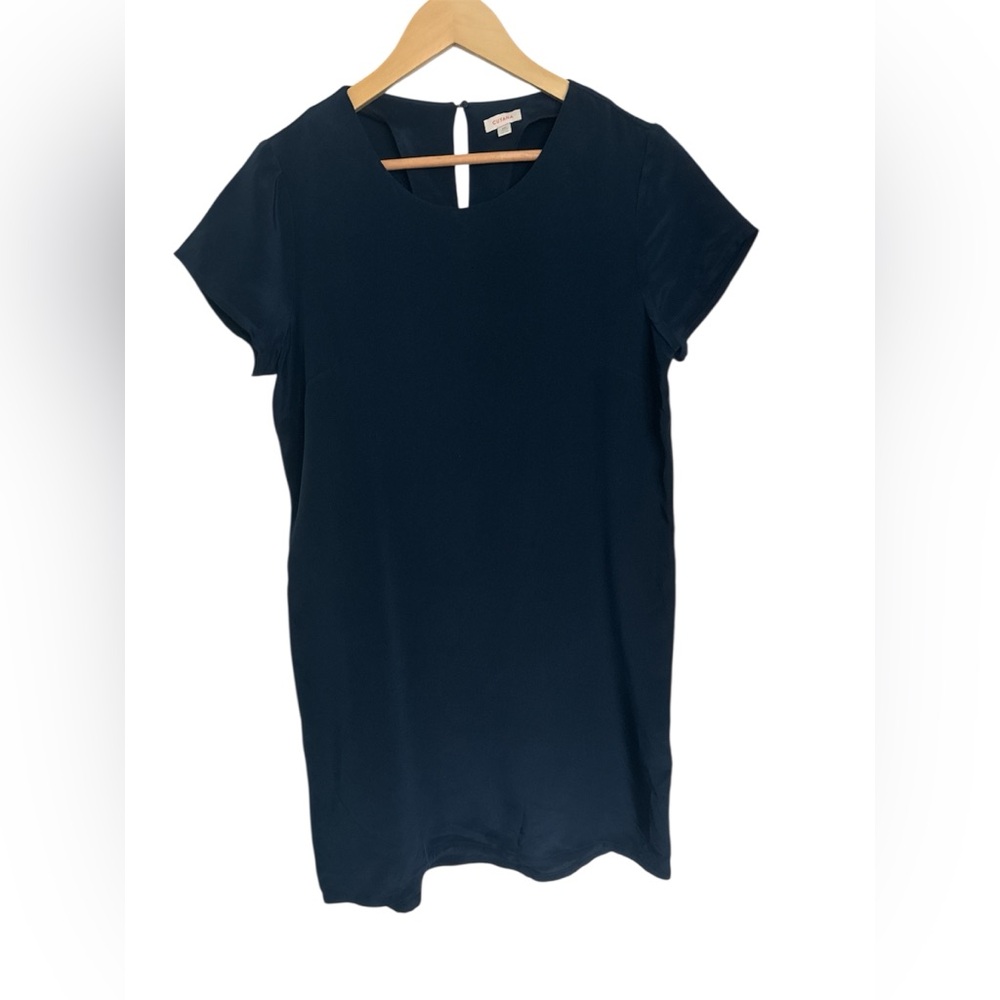 CUYANA 100% Silk T Dress in Navy Blue - Size Medium